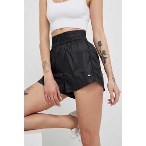 Kraťasy Tommy Hilfiger dámské, černá barva, hladké, high waist