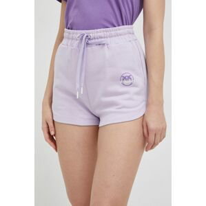 Bavlněné šortky Pinko fialová barva, s potiskem, high waist
