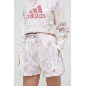 Kraťasy adidas dámské, růžová barva, vzorované, high waist