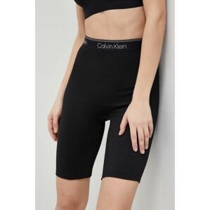 Tréninkové šortky Calvin Klein Performance CK Athletic černá barva, hladké, high waist