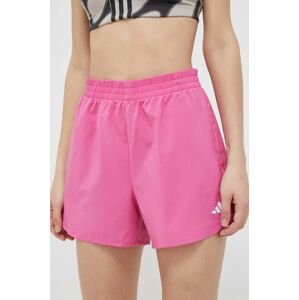 Tréninkové šortky adidas Performance Minimal růžová barva, hladké, medium waist