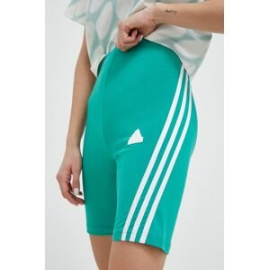 Kraťasy adidas dámské, zelená barva, s aplikací, high waist