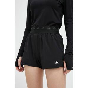 Tréninkové šortky adidas Performance Hyperglam černá barva, hladké, high waist