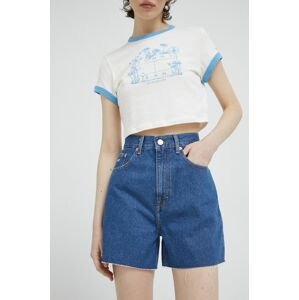 Džínové šortky Tommy Jeans dámské, hladké, high waist