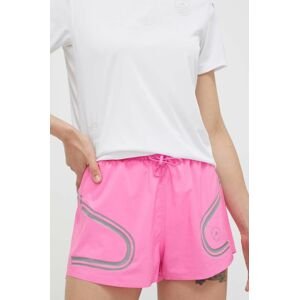 Běžecké šortky adidas by Stella McCartney TruePace růžová barva, s potiskem, high waist
