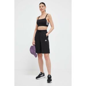 Kraťasy adidas dámské, černá barva, hladké, high waist