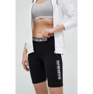 Kraťasy Napapijri N-Box Leggings 3 dámské, černá barva, s potiskem, medium waist, NP0A4GXJ0411