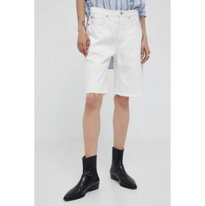 Bavlněné šortky Polo Ralph Lauren bílá barva, hladké, high waist