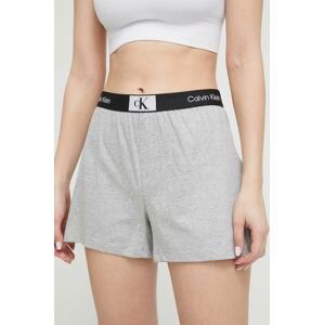 Společenské bavlněné šortky Calvin Klein Underwear šedá barva, s potiskem, high waist