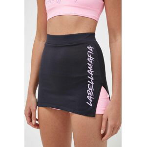 Sportovní sukně LaBellaMafia černá barva, s potiskem, high waist