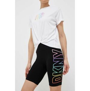 Kraťasy Dkny dámské, černá barva, s potiskem, high waist