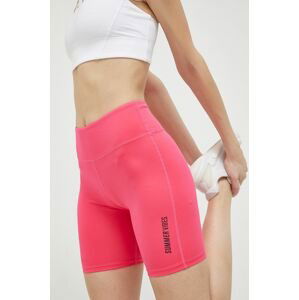 Tréninkové šortky 4F růžová barva, hladké, medium waist