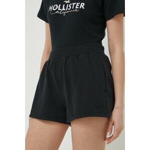 Kraťasy Hollister Co. dámské, černá barva, hladké, medium waist