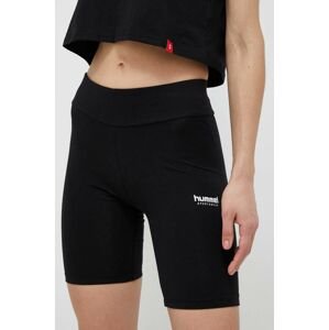 Kraťasy Hummel dámské, černá barva, s potiskem, high waist