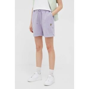Bavlněné šortky Lyle & Scott fialová barva, hladké, high waist