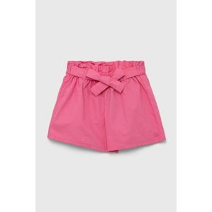 Dětské bavlněné šortky United Colors of Benetton růžová barva, hladké