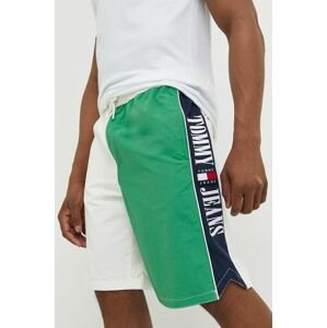 Kraťasy Tommy Jeans pánské, zelená barva