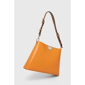 Kožená kabelka Furla Fleur oranžová barva