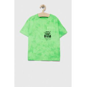 Dětské bavlněné tričko Sisley zelená barva