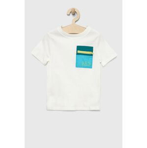 Dětské bavlněné tričko GAP bílá barva, s aplikací
