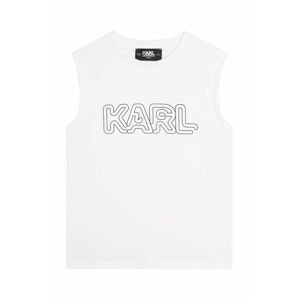 Dětský bavlněný top Karl Lagerfeld bílá barva, s potiskem