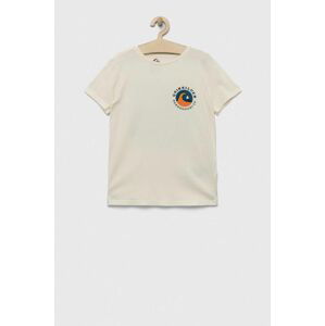 Dětské bavlněné tričko Quiksilver béžová barva, s potiskem