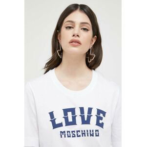 Bavlněné tričko Love Moschino bílá barva