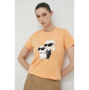 Bavlněné tričko Karl Lagerfeld oranžová barva