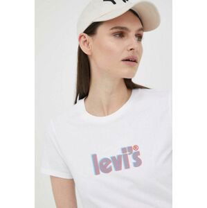 Bavlněné tričko Levi's bílá barva
