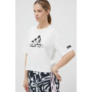 Bavlněné tričko adidas Performance x Marimekko bílá barva