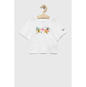 Dětské bavlněné tričko Puma PUMA x SPONGEBOB Girls Tee bílá barva
