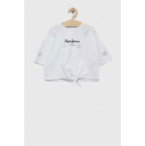 Dětské bavlněné tričko Pepe Jeans Garland bílá barva