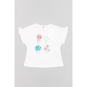 Bavlněné dětské tričko zippy bílá barva