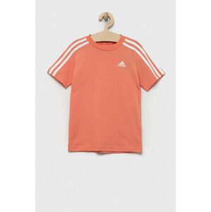 Dětské bavlněné tričko adidas U 3S oranžová barva, s aplikací