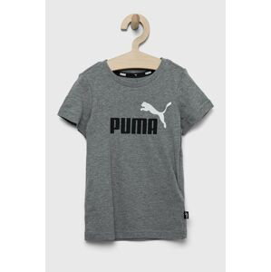 Dětské bavlněné tričko Puma ESS+ 2 Col Logo Tee B šedá barva, s potiskem