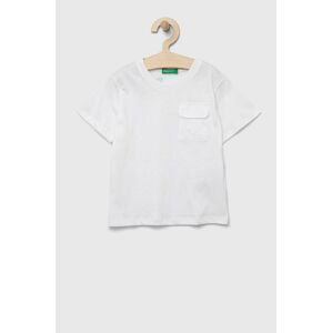 Dětské bavlněné tričko United Colors of Benetton bílá barva, s potiskem