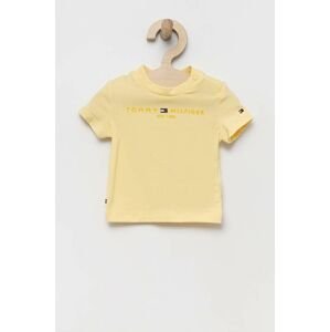 Kojenecké tričko Tommy Hilfiger žlutá barva, s potiskem