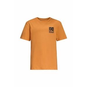 Dětské bavlněné tričko Jack Wolfskin TEEN EXPLORING T B žlutá barva, s potiskem