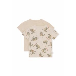 Dětské bavlněné tričko Konges Sløjd 2-pack béžová barva, s potiskem
