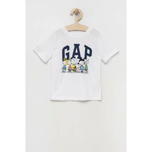 Dětské tričko GAP bílá barva, s potiskem