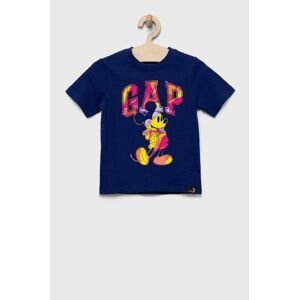 Dětské bavlněné tričko GAP x Disney tmavomodrá barva, s potiskem