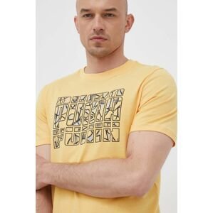 Bavlněné tričko Puma žlutá barva, s potiskem