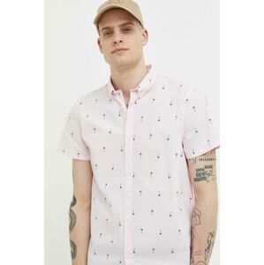 Košile Hollister Co. pánská, růžová barva, regular, s límečkem button-down