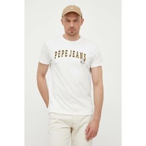 Bavlněné tričko Pepe Jeans Ronell bílá barva, s potiskem