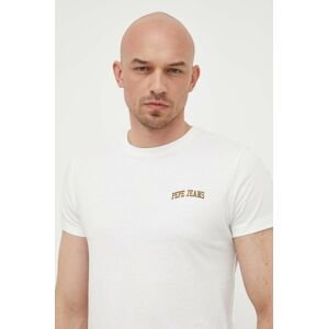 Bavlněné tričko Pepe Jeans Ronson bílá barva, s potiskem