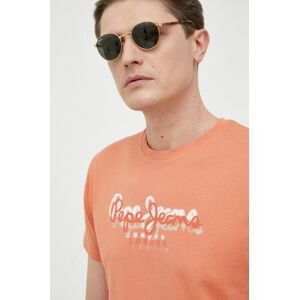 Bavlněné tričko Pepe Jeans Richme oranžová barva, s potiskem