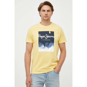 Bavlněné tričko Pepe Jeans žlutá barva, s potiskem
