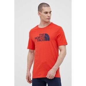 Bavlněné tričko The North Face červená barva, s potiskem