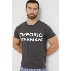 Bavlněné pyžamové tričko Emporio Armani Underwear šedá barva