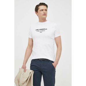 Bavlněné tričko Karl Lagerfeld bílá barva, s potiskem